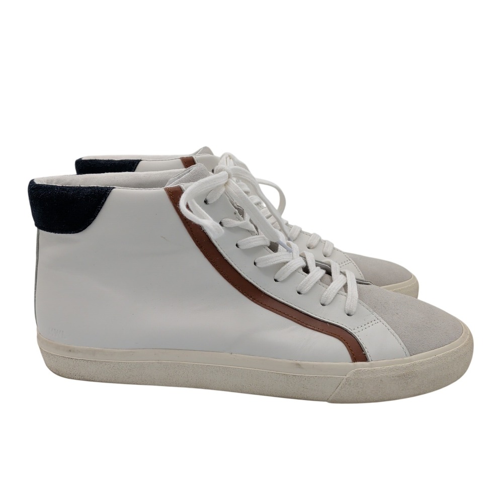Madewell MWL Sidewalk White Leather Suede‎ Trim High Top Sneakers Mens 12M MD018